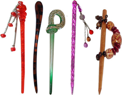 

SANAM Combo of Multi Color Juda Sticks Bun Stick(Multicolor)