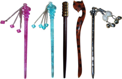 

RUSJ Combo of Multi Color Juda Sticks Bun Stick(Multicolor)