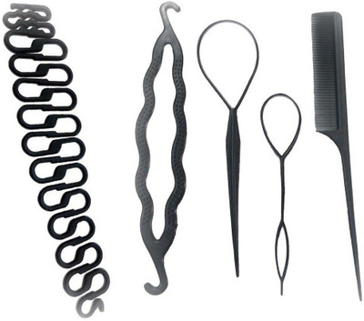 

Jampak™ 5pcs Women Girls Maker Braid Styling Tool Hair Twist Styling Clip Stick Hair Accessory Set(Black)