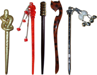 

TRIBHUVAN Combo of Multi Color Juda Sticks Bun Stick(Multicolor)