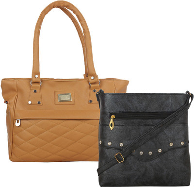 

Fillin Cart Women Casual, Evening/Party Brown, Black PU Sling Bag, Black;brown