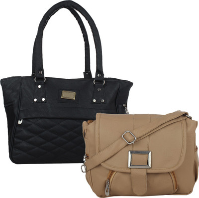 

Fillin Cart Shoulder Bag(Black, Beige), Beige;black