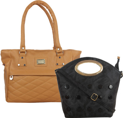 

Fillin Cart Women Casual, Evening/Party Brown, Black PU Hand-held Bag, Black;brown