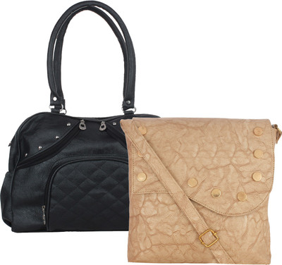 

Fillin Cart Women Casual, Evening/Party Black, Beige PU Sling Bag, Beige;black