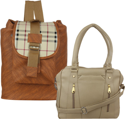 

Fillin Cart Shoulder Bag(Brown, Beige), Beige;brown