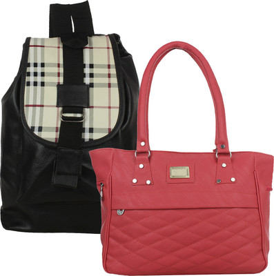 

Fillin Cart Women Casual, Evening/Party Pink, Black PU Shoulder Bag, Black;pink