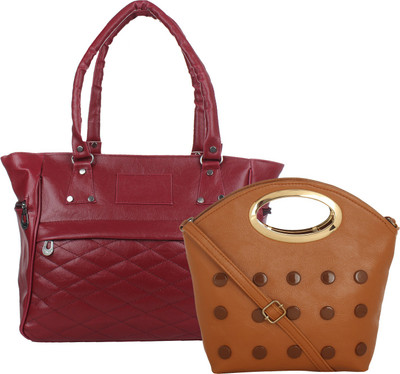 

Fillin Cart Hand-held Bag(Maroon, Brown), Brown;maroon