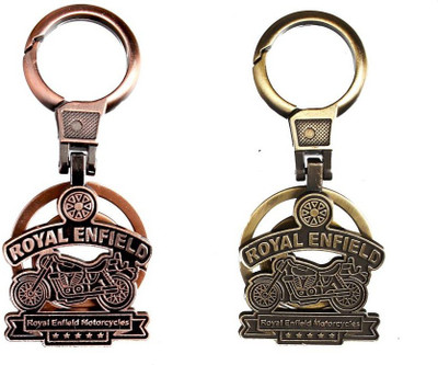 

Confident Group Premium Quality Locking Metal with Golden & Bronze Royal Enfield Combo Pack Key Chain