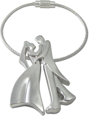 

Manishiwani Dancing Prince and Princess Couple Key Ring | Metallic Romantic Silver Keychain Key Chain