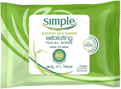 

Simple Exfoliating Wipes, 25 Count Makeup Remover(181 g)