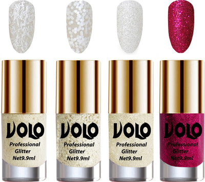 

Volo Professionally Used Glitter Shine Nail Paint Combo Pack of 4(Set 32) White Nail Art And Glitter, White Nail Art And Glitter, White Nail Art And Glitter, Magenta Glitter(Pack of 4)