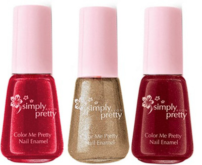 

Avon Color Me Pretty Nail Enamel (cherry red - champagne shimmer - cranberry)(Pack of 3)