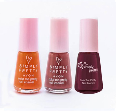 

Avon Color Me Pretty Nail Enamel (true rose - juicy orange - deeply maroon)(Pack of 3)