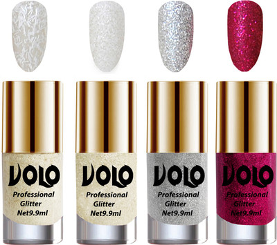

Volo Professionally Used Glitter Shine Nail Paint Combo Pack of 4(Set 14) White Nail Art And Glitter, White Nail Art And Glitter, Silver Glitter, Magenta Glitter(Pack of 4)