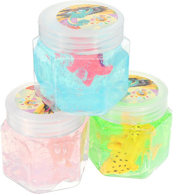 

Oytra Slime Jelly Crystal with Dinosaur Toy ( 3 Pieces ) Multicolor Putty Toy