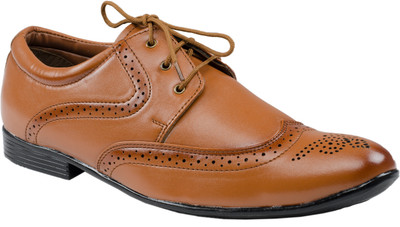 

VANNEF Leather Partywear Wedding Casual Formal Shoes For Mens And Boys Lace Up For Men(Brown