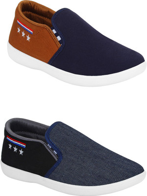 

Corpus Combo Pack of 2 Slipon Sneakers Slip On Sneakers For Men(Blue, Brown