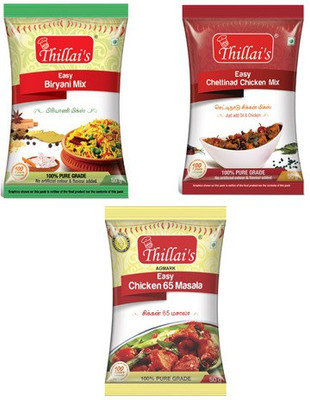 

Thillai's Biryani Masala (50g *2) +Chicken 65 (50g*2)+ Easy Chettinad Chicken (50g*2)(6 x 50 g)