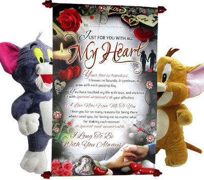 

Gift Decor Shop Tom Jerry Soft Toy (Multi, 46 cm) with My Heart Scroll Greeting Card - 46 cm(Multicolor)