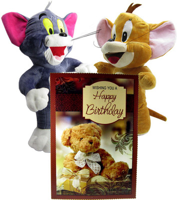

Gift Decor Shop Tom Jerry Soft Toy (Multi, 46 cm) with Happy Birthday Lovely Brown Greeting Card for kids - 46 cm(Multicolor)
