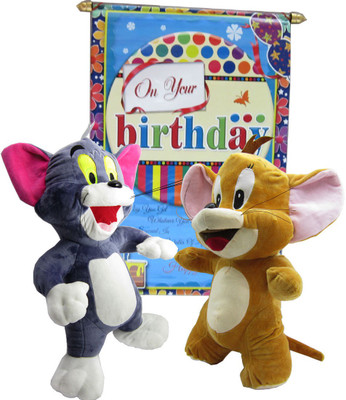 

Gift Decor Shop Tom Jerry Soft Toy (Multi, 46 cm) with Happy Birthday Printed Multi Color Greeting Card for kids - 46 cm(Multicolor)