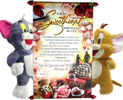 

Gift Decor Shop Tom Jerry Soft Toy (Multi, 46 cm) with Sweet Heart Scroll Greeting Card - 46 cm(Multicolor)