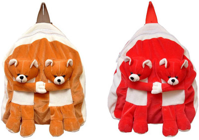 

PRACHI TOYS Combo Pack of 2 Cute Soft Toy Bag for Kids School/Travelling Bag/Carry Bag/Picnic Bag/Soft Toy Bag (Pack of 2) - 15 cm(multi red)