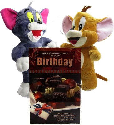 

Gift Decor Shop Tom Jerry Soft Toy (Multi, 46 cm) with Happy Birthday Brown Greeting Card for kids - 46 cm(Multicolor)