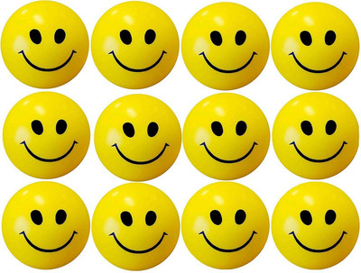 

Rollswich Smiley face Squeeze Balls for kids and adults for stress relief and playing pack of 12 - 36 cm(Yellow)