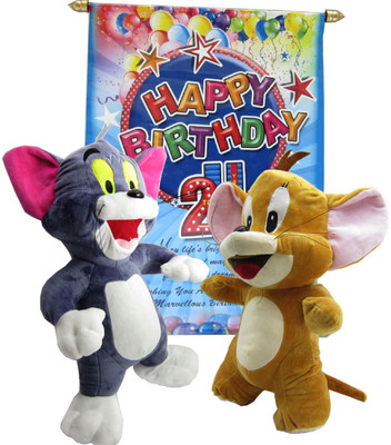 

Gift Decor Shop Tom Jerry Soft Toy (Multi, 46 cm) with Happy Birthday Multi Color Star Scroll Greeting Card for kids (Multi, 24 cm) - 46 cm(Multicolor)