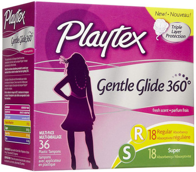 

Playtex Gentle Glide Tampons Multipack, Fresh Scent Regular/Super Absorbency, 36 Count Tampons(Pack of 36)