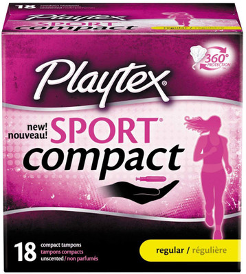 

Playtex Sport Regular Absorbency Compact Tampons with Flex-Fit Technology, 18 Count Tampons(Pack of 18)