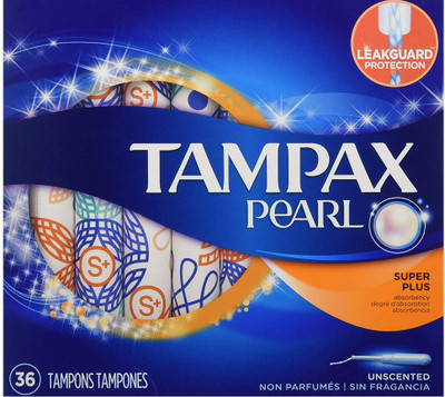 

Tampax Pearl Plastic with Leak Guard, Super Plus Absorbency Tampons, Unscented 36 ea Tampons(Pack of 36)