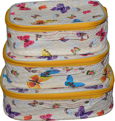 

Aavni Set of 3 Pcs Toiletry Shaving Makeup Bindi Bangle Socks Hanky Storage (pack of 3) Vanity Box(White)