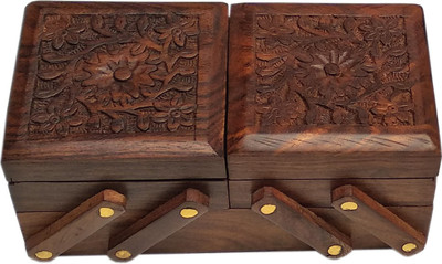 

Royal Art Wooden Carved Flip Flap Jewellery Box Vanity Box Jewellery Box, Vanity Box, Jewelry Box, Makeup Box Vanity Box(Brown)
