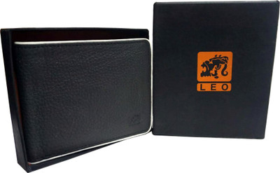 

Leo Men Formal Black Genuine Leather Wallet(8 Card Slots)