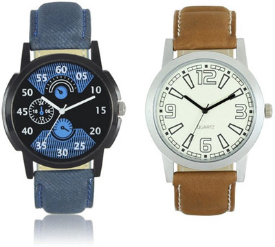 

FASHION POOL LOREM MEN'S MOST STUNNING FULL BLUE DIAL WATCH COMBO WITH FULL WHITE ROUND DIAL VINTAGE DIAL GRAPHICS PROFESSIONAL & CASUAL WEAR WATCH WITH MOST ULTIMATE FULL BLUE & BROWN LEATHER BELT WATCH FOR FESTIVAL COLLECTION Watch - For Boys