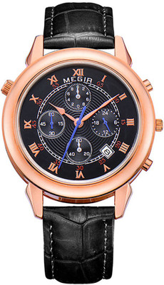 

Megir Crown Prince Rose Gold & Black Luxury Chronometer Watch - For Men