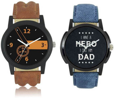

FASHION POOL LOREM GENTS MOST STYLISH & STUNNING ROUND MULTI COLOR BLACK & ORANGE DIAL DESIGN COMBO WITH FULL BLACK I HAVE A HERO DAD COLLECTION WITH COOL & TRENDY BROWN & BLACK COLOR LEATHER BELT WATCH COMBO FOR PROFESSIONAL & PARTY WEAR WATCH FOR FORMAL