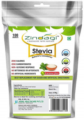 

Zindagi Stevia Powder - Sugarfree Stevia Sachets - Natural Stevia Leaves Extract (Single Unit) Sweetener(100 g)