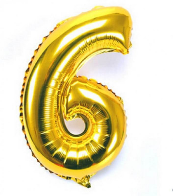 

Kala Decorators Solid '6' Numerical foil balloon 16 inch Golden balloon Balloon(Gold, Pack of 1)
