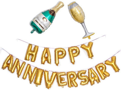 

Theme My Party Solid Anniversary Decoration Celeberation Balloons Balloon(Gold, Pack of 15)