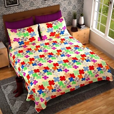 RD 180 TC Polycotton, Cotton Double Floral Flat Bedsheet(Pack of 1, Multicolor)