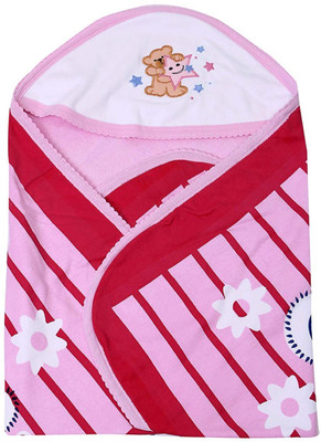 

Guru Kripa Baby Products Self Design  Hooded Baby Blanket(Cotton, Pink