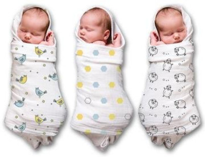 

Guru Kripa Baby Products Printed  Swadding Baby Blanket(Cotton, Blue