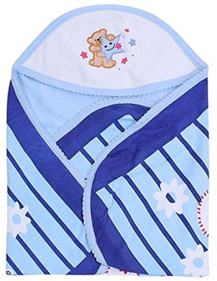 

Guru Kripa Baby Products Self Design  Hooded Baby Blanket(Cotton, Blue