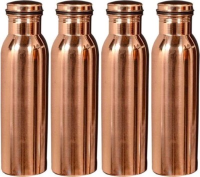 KUBER INDUSTRIES Coated Anti Tarnished Leak Proof Pure Copper Bottle Set of 4 Pcs Large 1000 ML Handmade, Ayurveda and Yoga Bottle with Medicinal Benefits 1000 ml Bottle(Pack of 4, Gold, Copper)