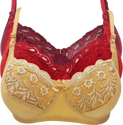 X-WELL Women Minimizer Non Padded Bra(Red, Maroon, Beige)