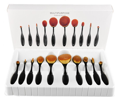 

Skinplus Makeup Brushes Set Toothbrush Shaped Foundation Power Oval Cream Puff Concealer Lip Eyebrow(Pack of 10)