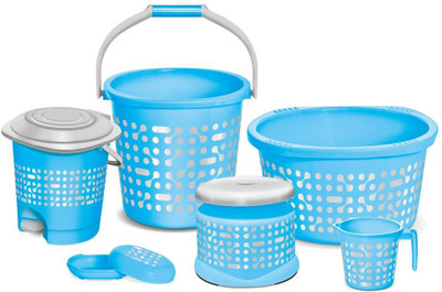 

Milton Homeshop52.com DUMBELLS 6 pcs BATHROOM SET 20 L Plastic Bucket(Blue)